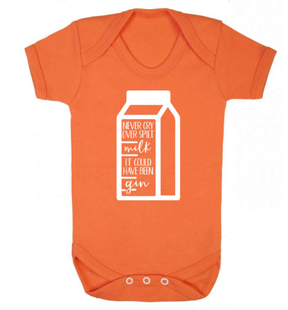 Never cry over spilt milk, it could have been gin Baby Vest orange 18-24 months