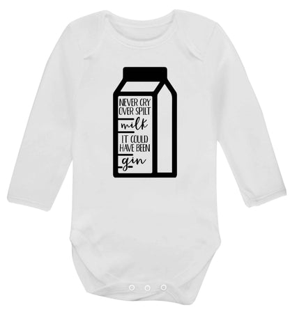 Never cry over spilt milk, it could have been gin Baby Vest long sleeved white 6-12 months
