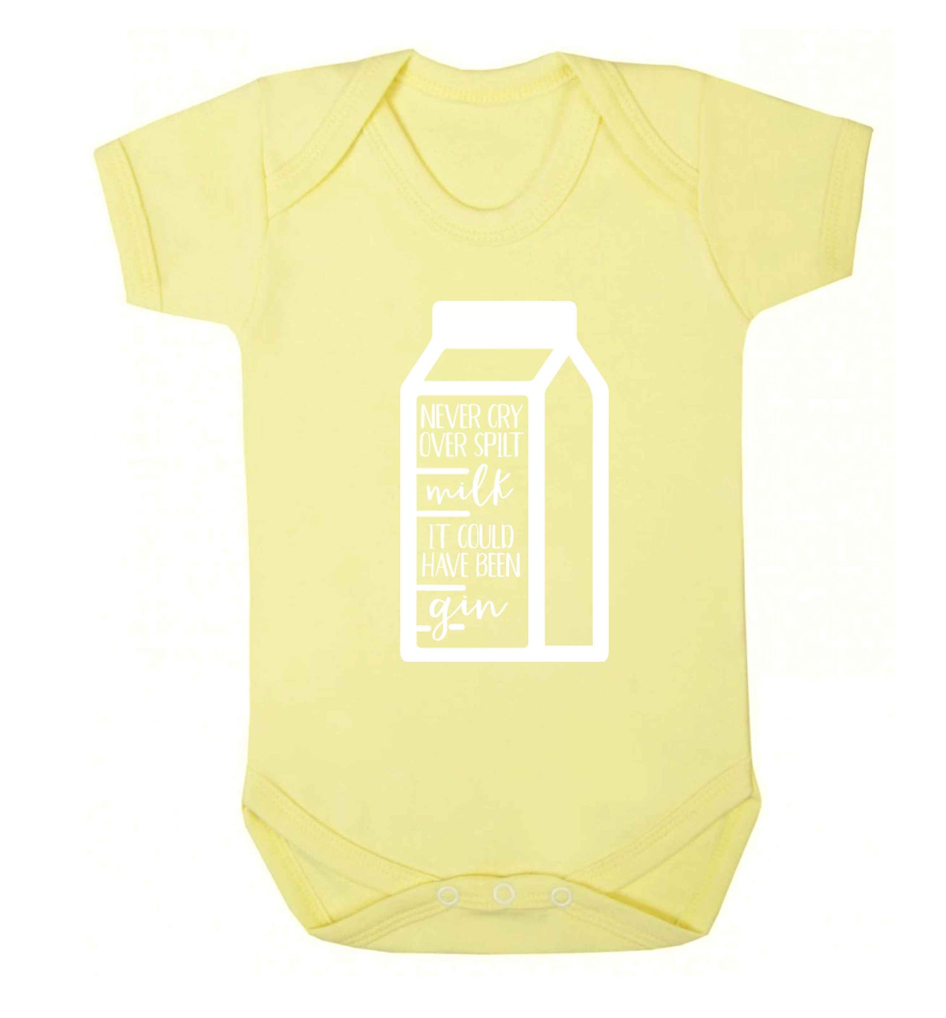 Never cry over spilt milk, it could have been gin Baby Vest pale yellow 18-24 months