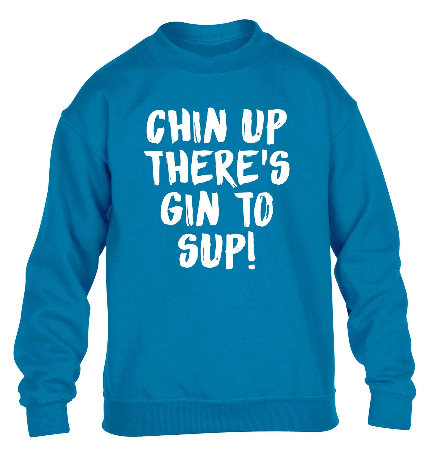 Chin up there's gin to sup children's blue sweater 12-13 Years