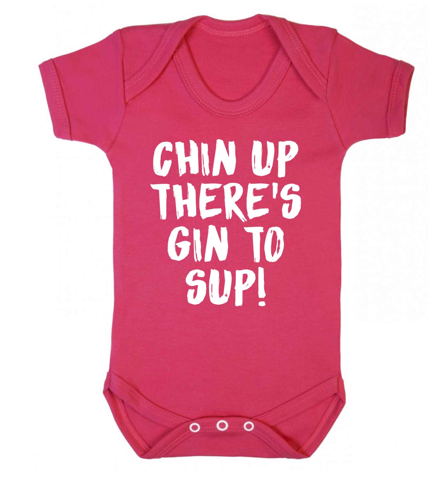 Chin up there's gin to sup Baby Vest dark pink 18-24 months