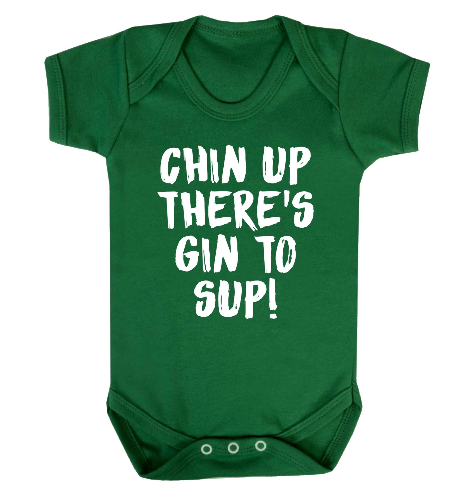 Chin up there's gin to sup Baby Vest green 18-24 months
