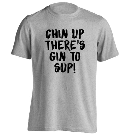 Chin up there's gin to sup adults unisex grey Tshirt 2XL