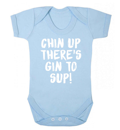 Chin up there's gin to sup Baby Vest pale blue 18-24 months
