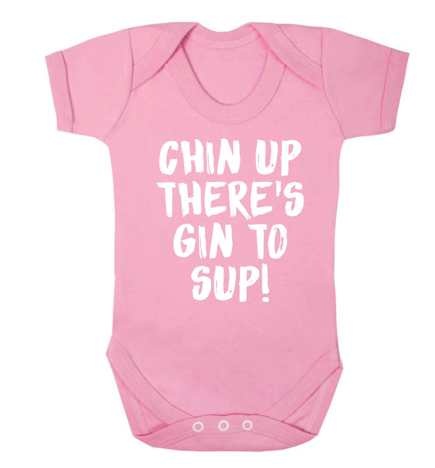 Chin up there's gin to sup Baby Vest pale pink 18-24 months