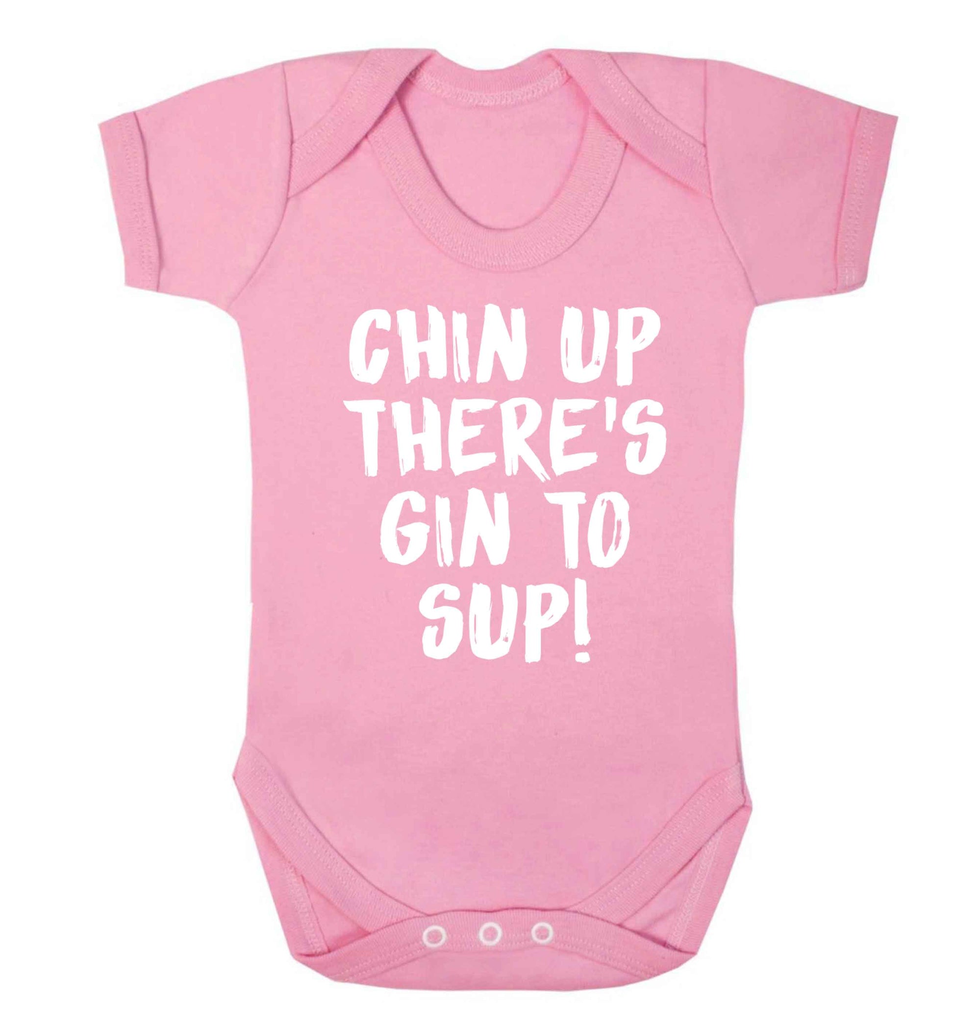 Chin up there's gin to sup Baby Vest pale pink 18-24 months
