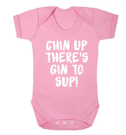 Chin up there's gin to sup Baby Vest pale pink 18-24 months