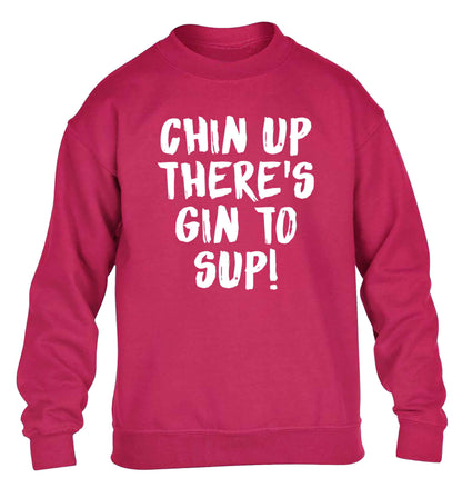 Chin up there's gin to sup children's pink sweater 12-13 Years