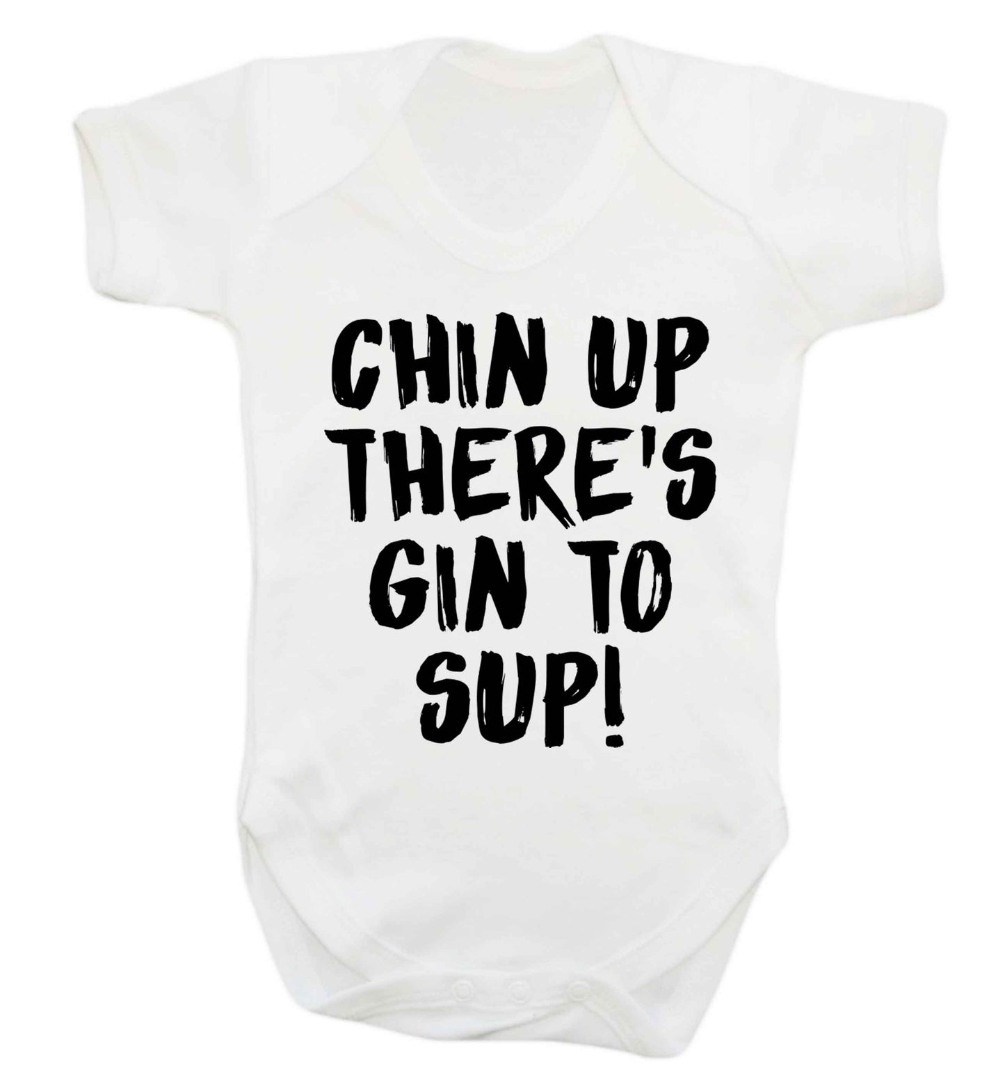 Chin up there's gin to sup Baby Vest white 18-24 months