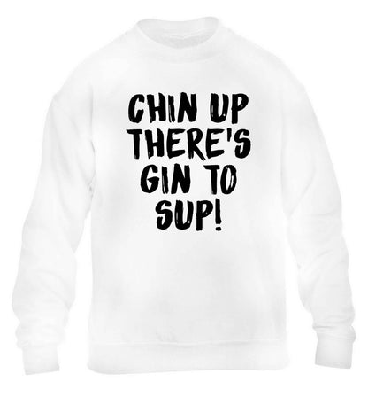 Chin up there's gin to sup children's white sweater 12-13 Years