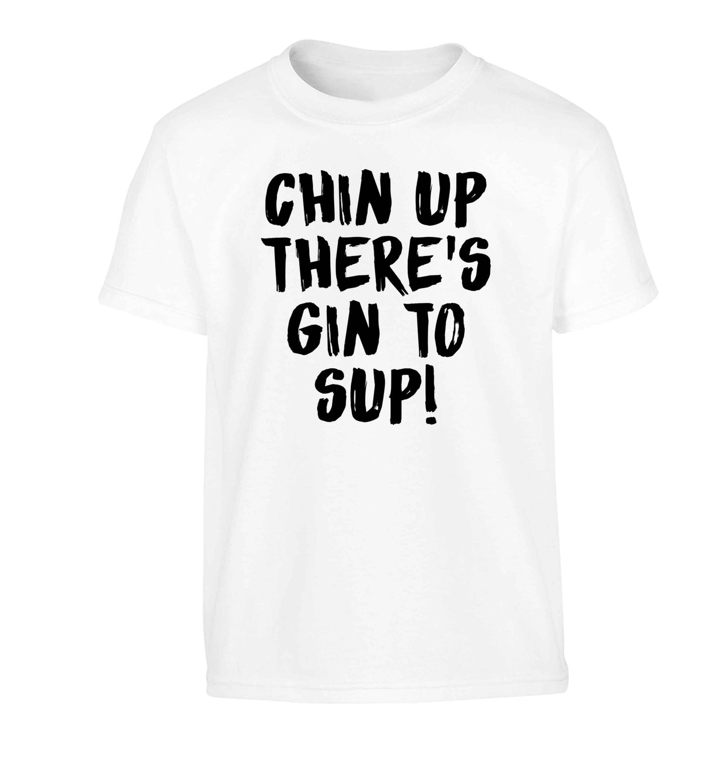 Chin up there's gin to sup Children's white Tshirt 12-13 Years