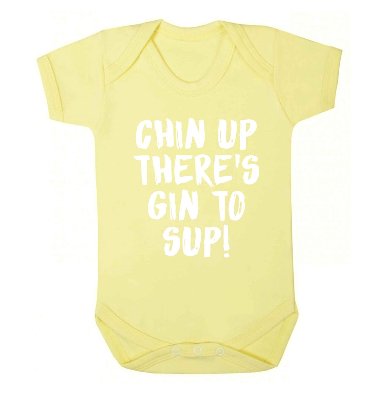 Chin up there's gin to sup Baby Vest pale yellow 18-24 months