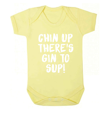 Chin up there's gin to sup Baby Vest pale yellow 18-24 months
