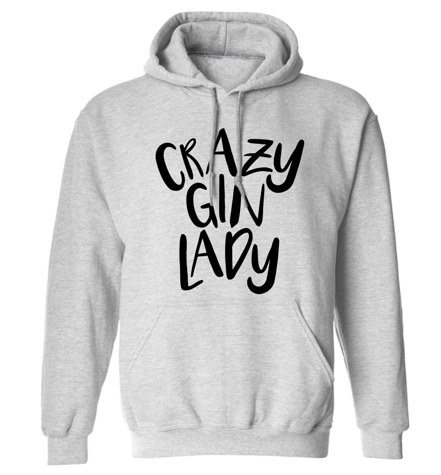 Crazy gin lady adults unisex grey hoodie 2XL