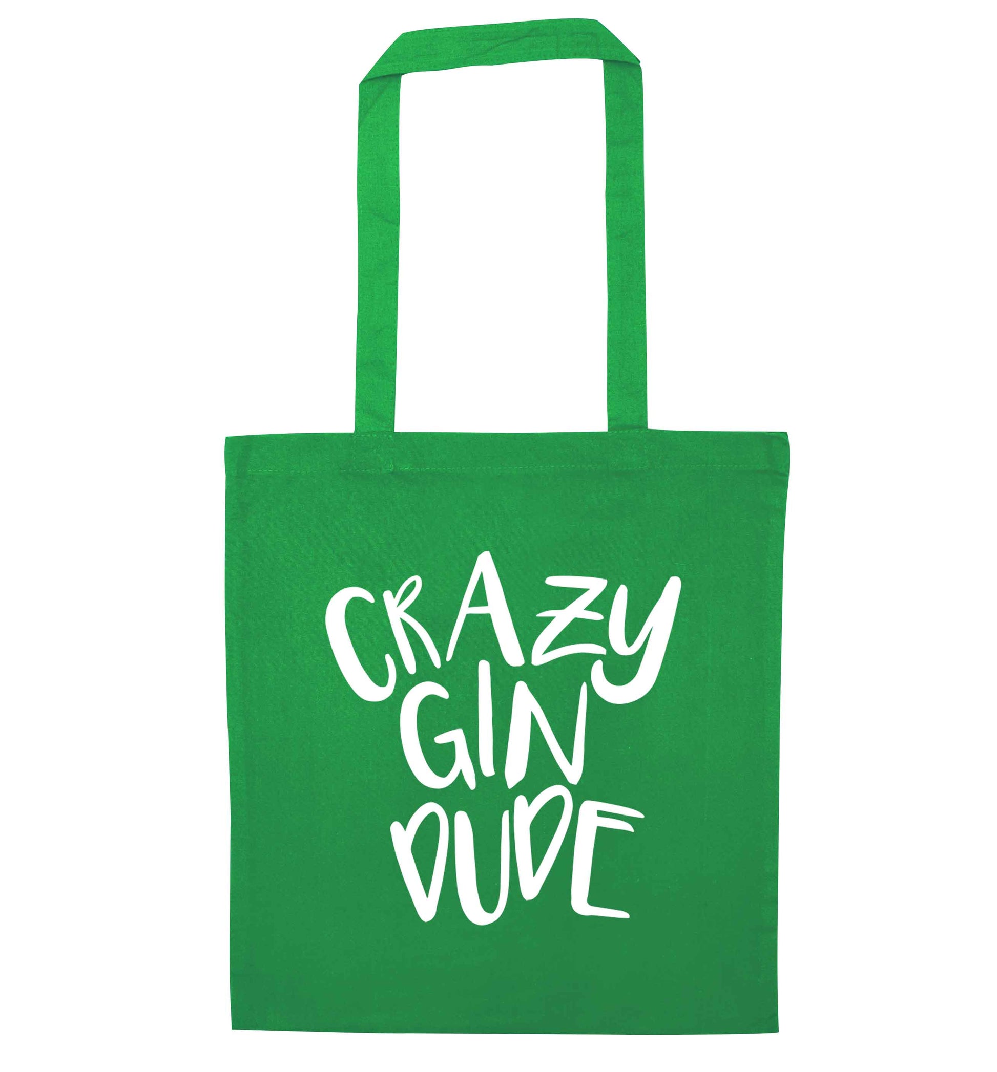 Crazy gin dude green tote bag