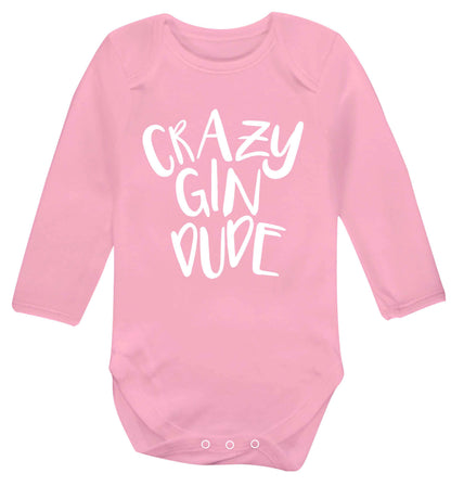 Crazy gin dude Baby Vest long sleeved pale pink 6-12 months