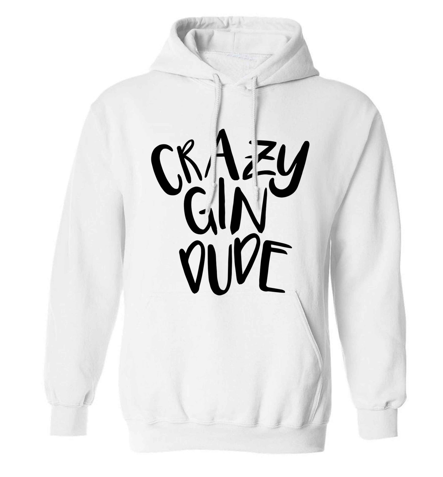 Crazy gin dude adults unisex white hoodie 2XL