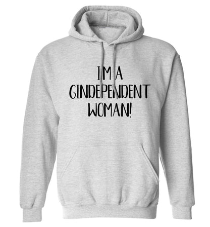 I'm a gindependent woman adults unisex grey hoodie 2XL