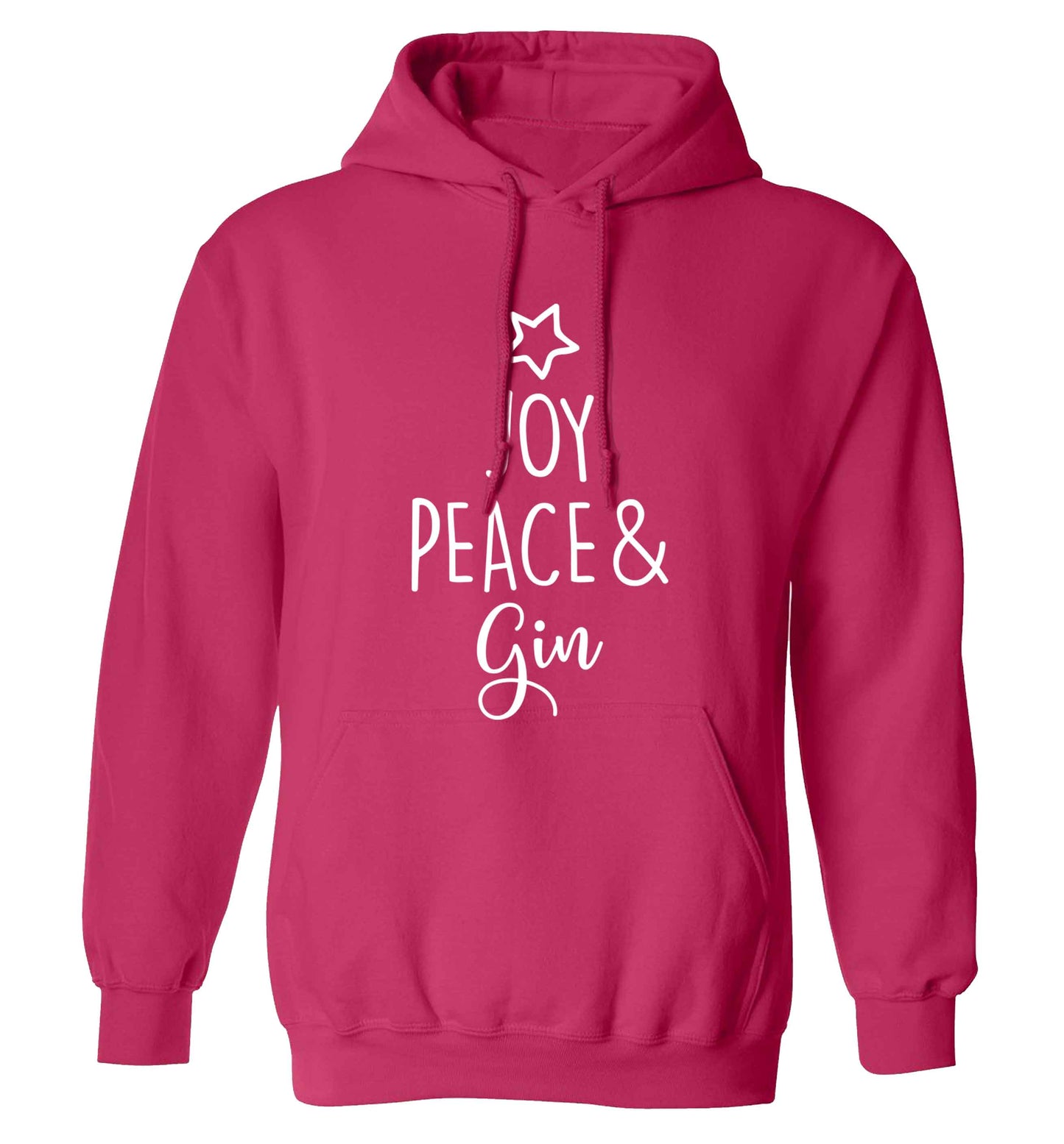 Joy peace and gin adults unisex pink hoodie 2XL