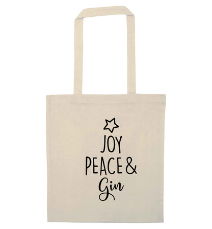 Joy peace and gin natural tote bag