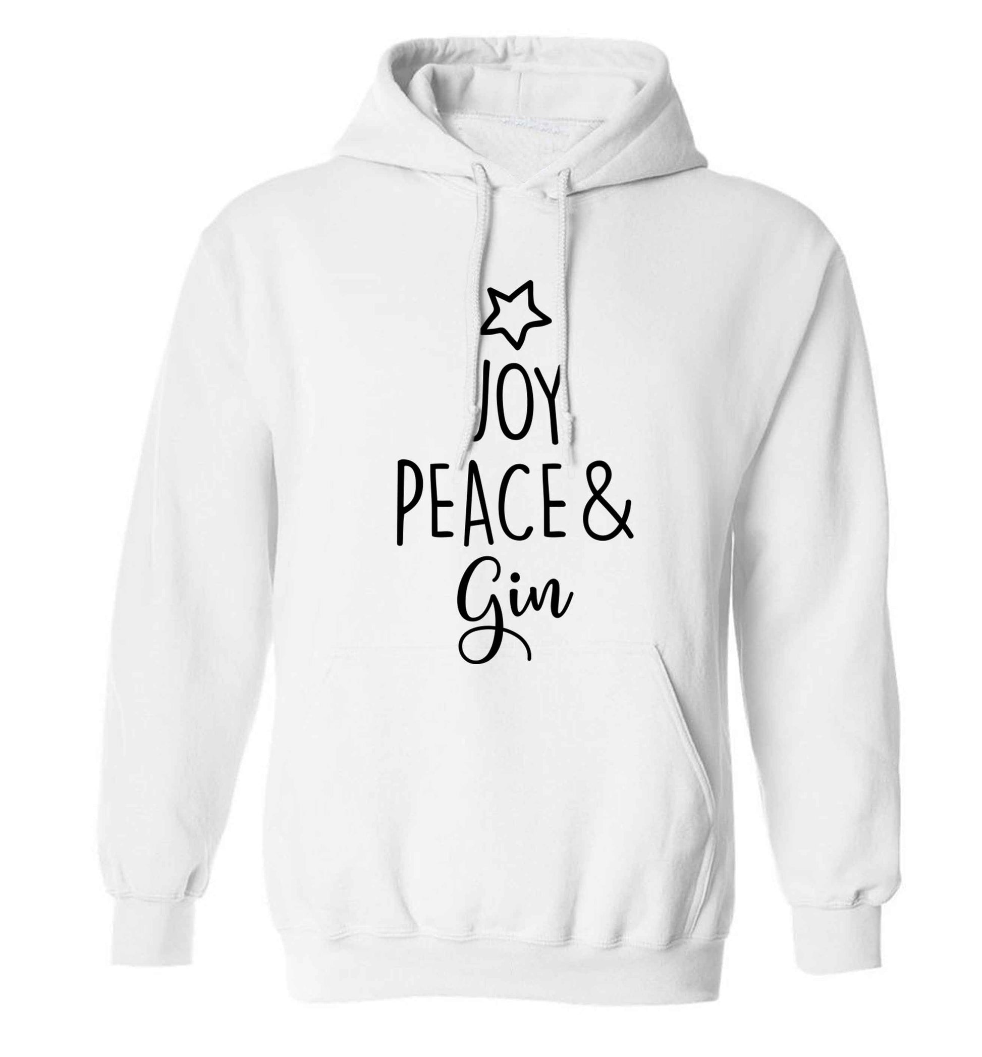 Joy peace and gin adults unisex white hoodie 2XL