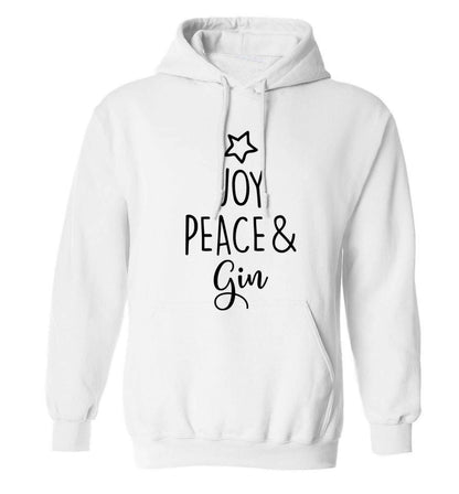 Joy peace and gin adults unisex white hoodie 2XL