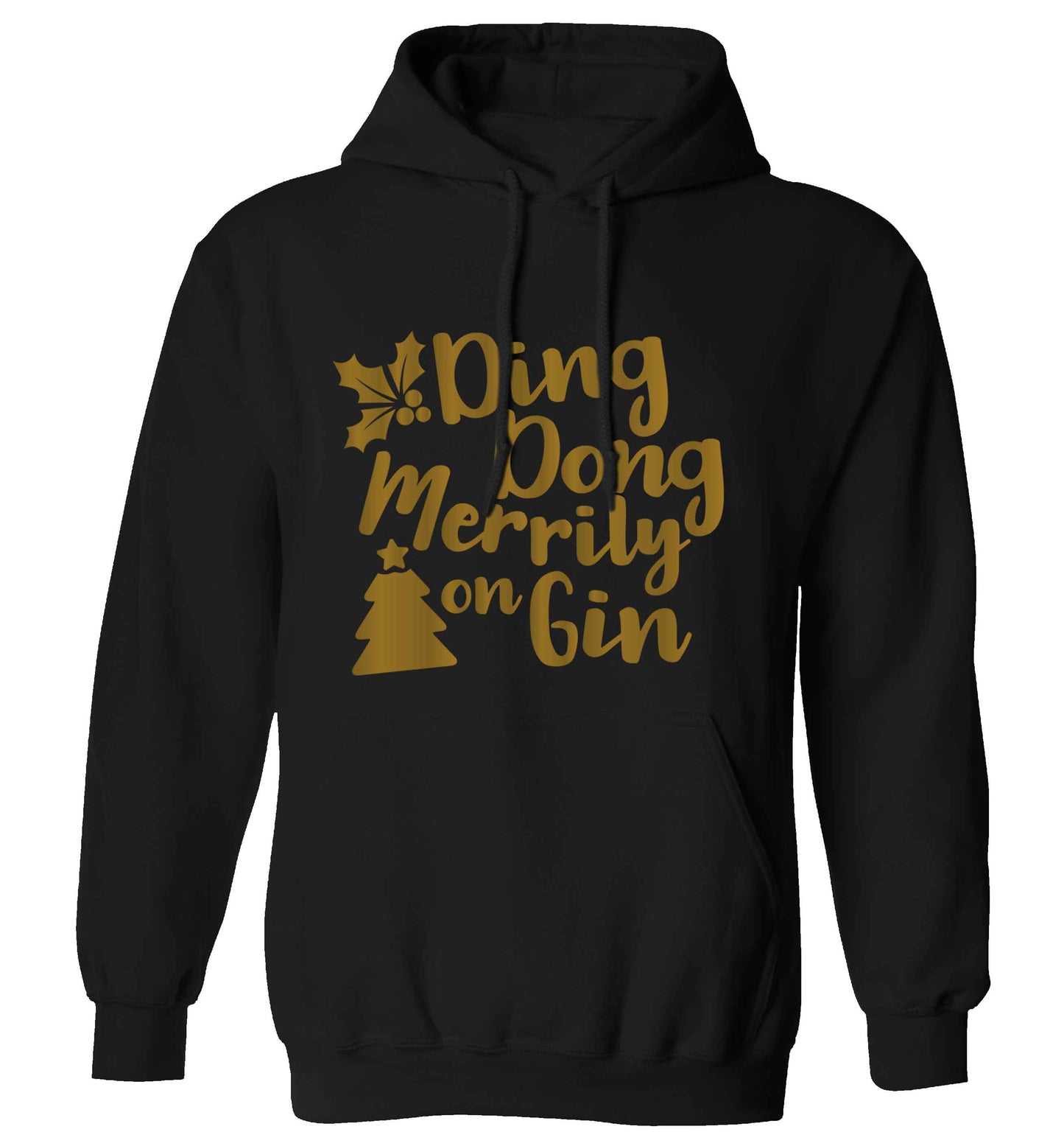Ding dong merrily on gin adults unisex black hoodie 2XL