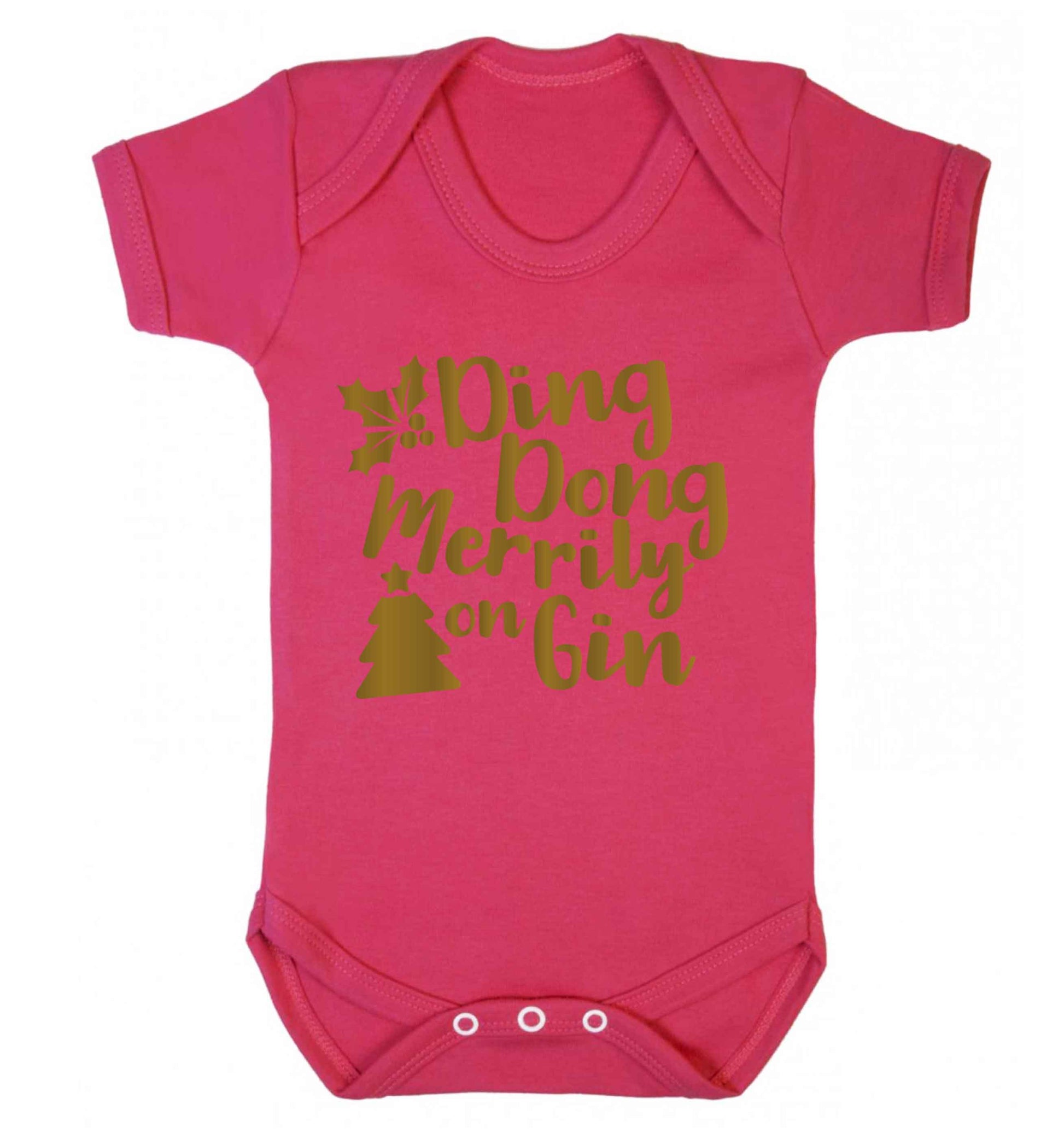 Ding dong merrily on gin Baby Vest dark pink 18-24 months