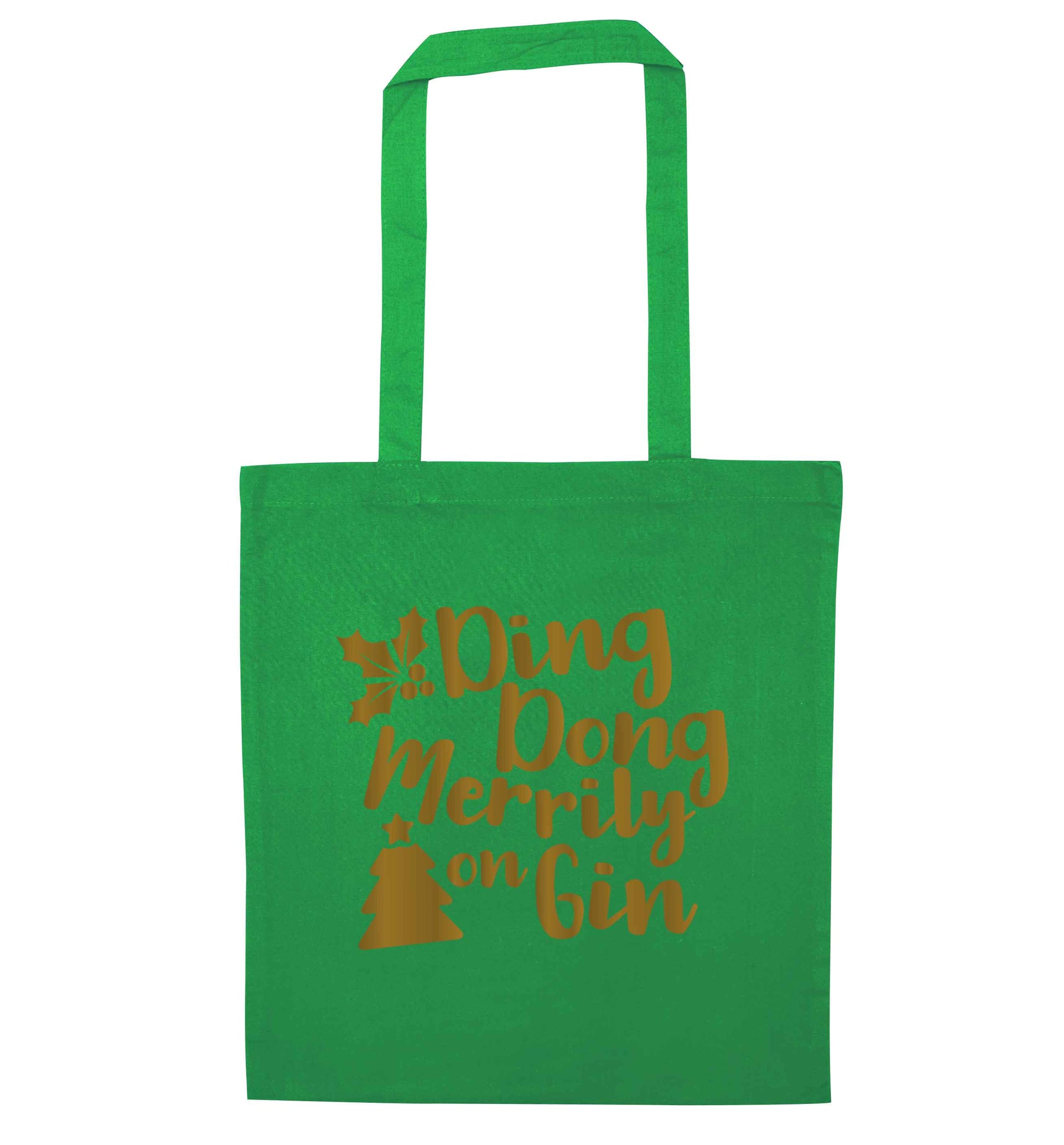 Ding dong merrily on gin green tote bag