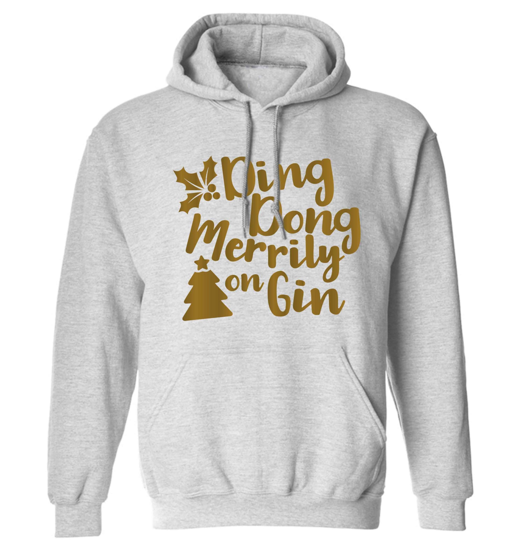 Ding dong merrily on gin adults unisex grey hoodie 2XL