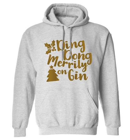Ding dong merrily on gin adults unisex grey hoodie 2XL