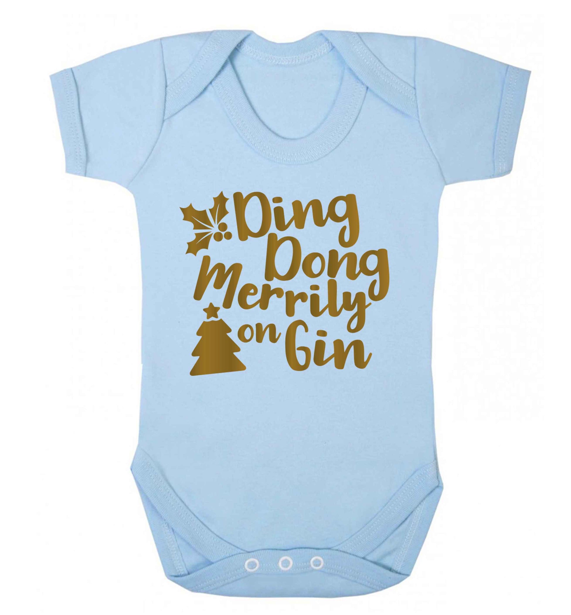 Ding dong merrily on gin Baby Vest pale blue 18-24 months