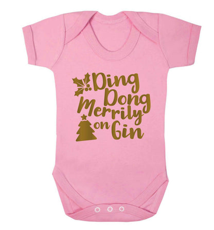 Ding dong merrily on gin Baby Vest pale pink 18-24 months