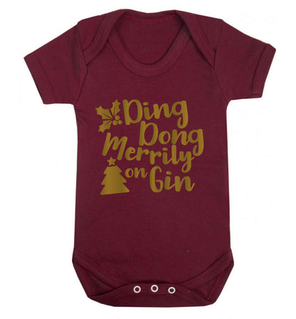 Ding dong merrily on gin Baby Vest maroon 18-24 months