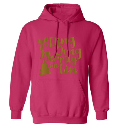 Ding dong merrily on gin adults unisex pink hoodie 2XL