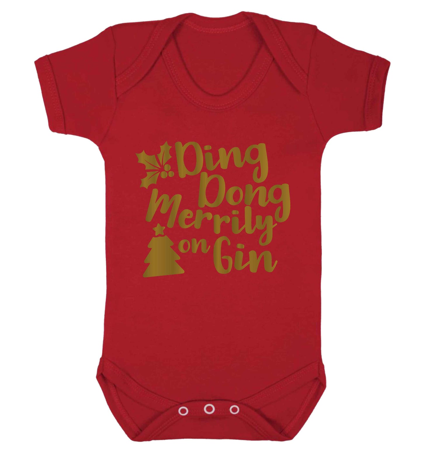 Ding dong merrily on gin Baby Vest red 18-24 months