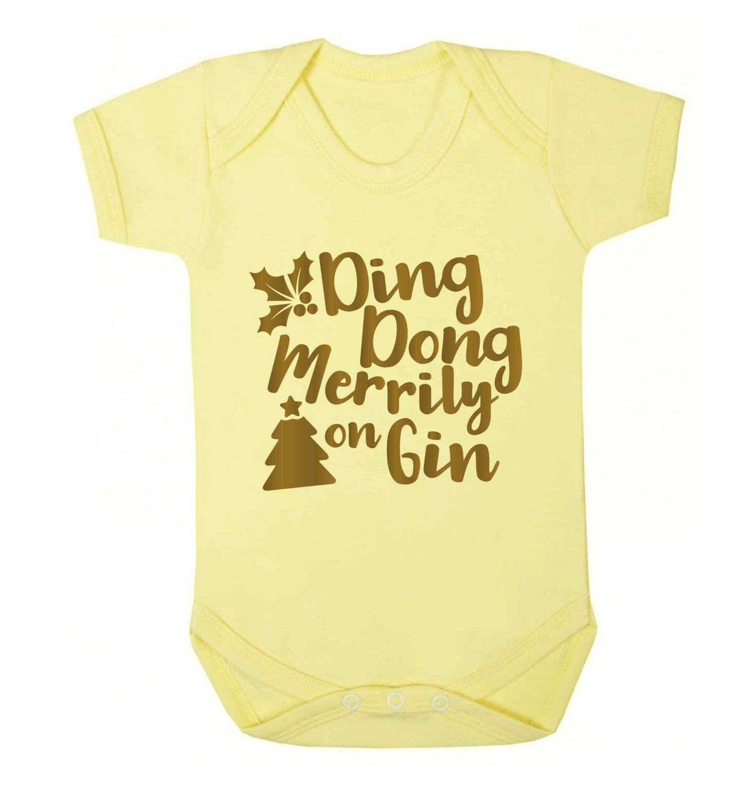 Ding dong merrily on gin Baby Vest pale yellow 18-24 months