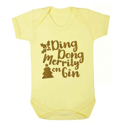 Ding dong merrily on gin Baby Vest pale yellow 18-24 months