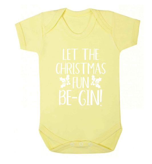 Let the christmas fun be-gin Baby Vest pale yellow 18-24 months