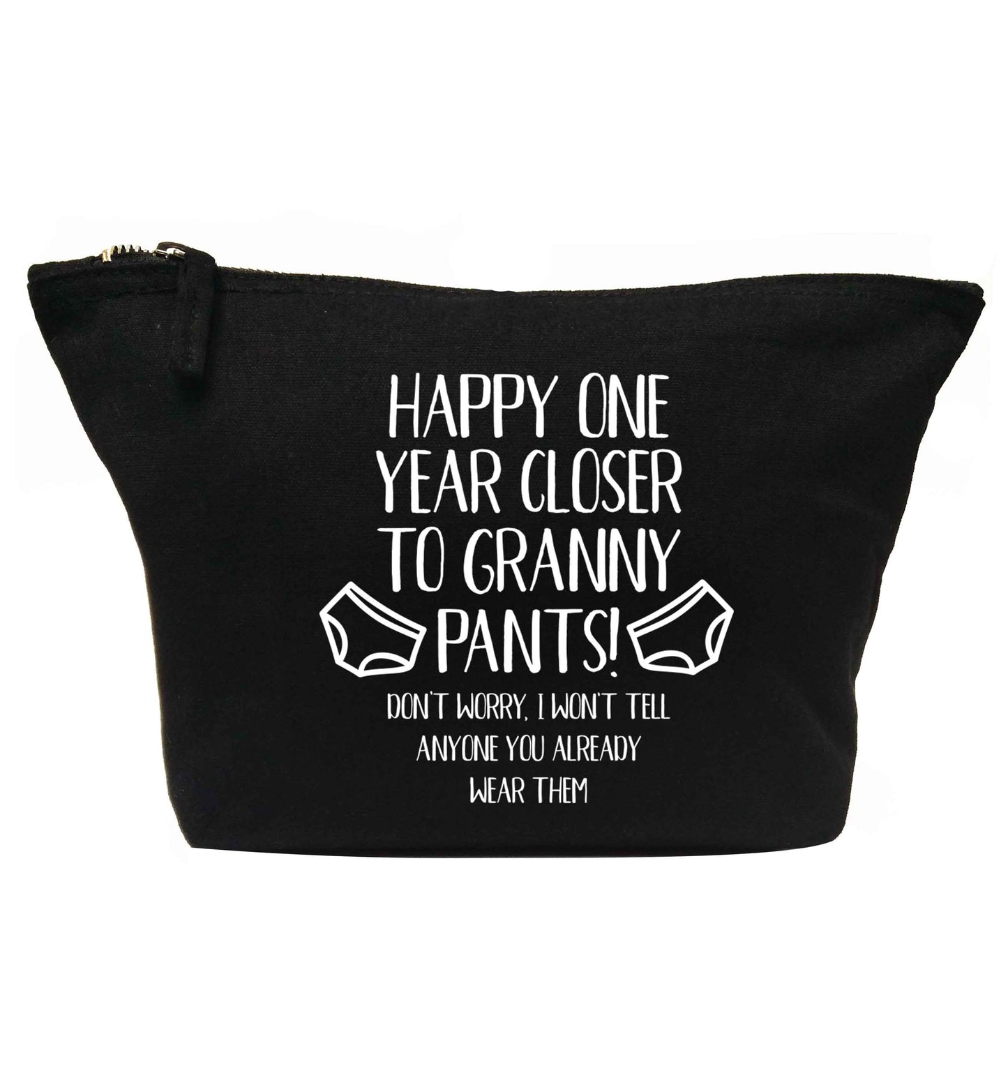 Happy one year closer to granny pants | makeup / wash bag
