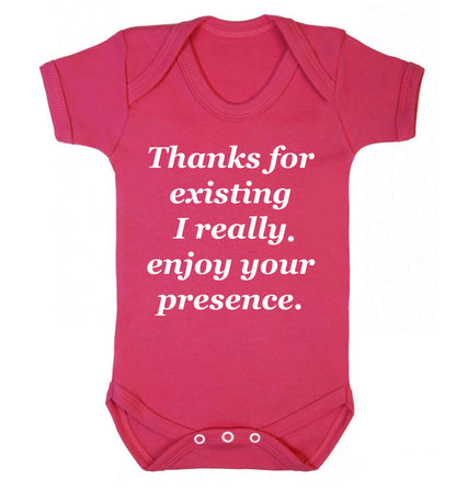 Thanks for existing I really enjoy your presence Baby Vest dark pink 18-24 months