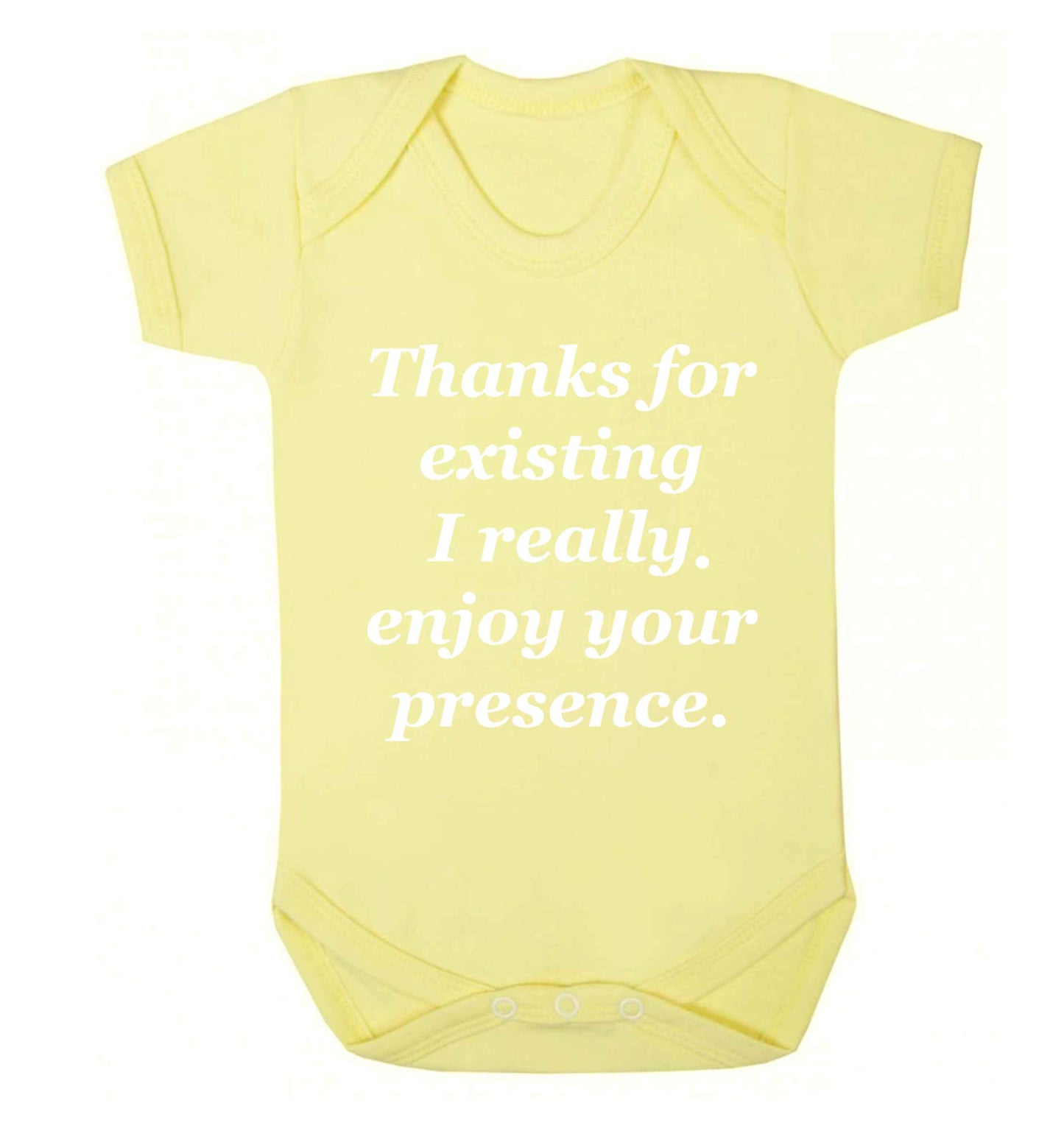 Thanks for existing I really enjoy your presence Baby Vest pale yellow 18-24 months