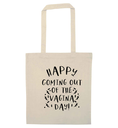 Happy coming out of the vagina day natural tote bag