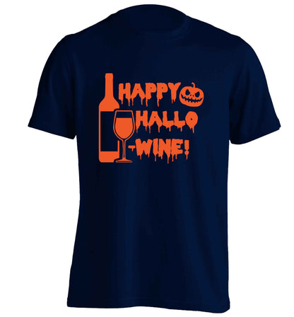Happy hallow-wine adults unisex navy Tshirt 2XL