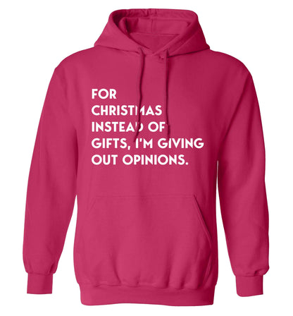 For Christmas instead of giving out gifts I'm giving out opinions adults unisex pink hoodie 2XL