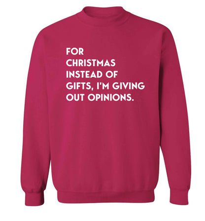 For Christmas instead of giving out gifts I'm giving out opinions Adult's unisex pink Sweater 2XL