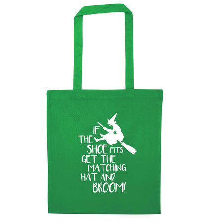 If the shoe fits get the matching hat and broom green tote bag