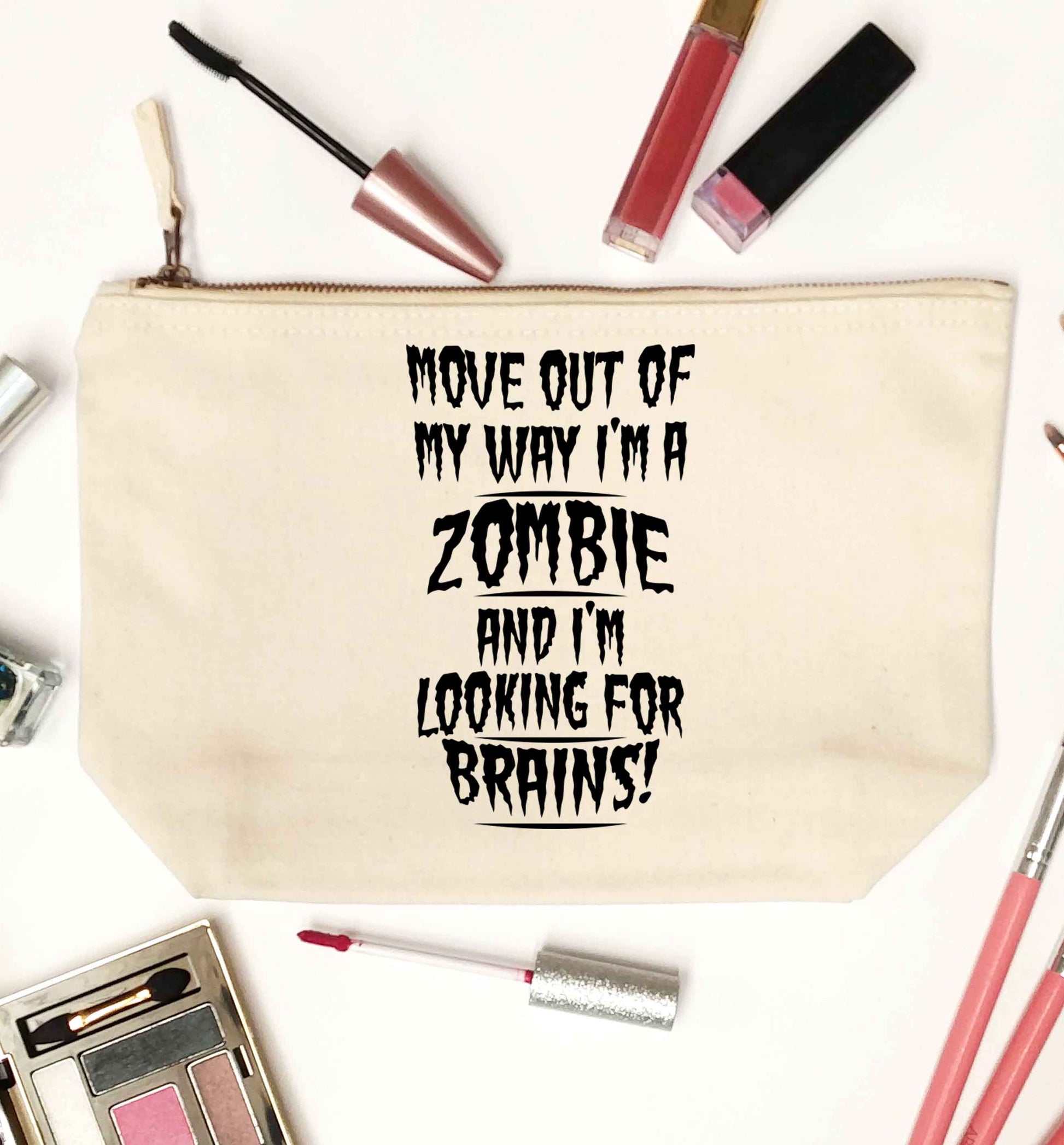 I'm a zombie and I'm looking for brains! natural makeup bag