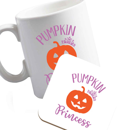 10 oz Favourite Type Pan Pancake ceramic mug and coaster set right handed