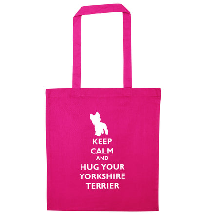 Keep calm and hug your westie pink tote bag